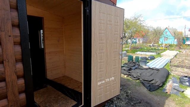 Дачный мини домик- 6,00*4,00. Фасад- сайдинг бревно металлическое. смотреть онлайн