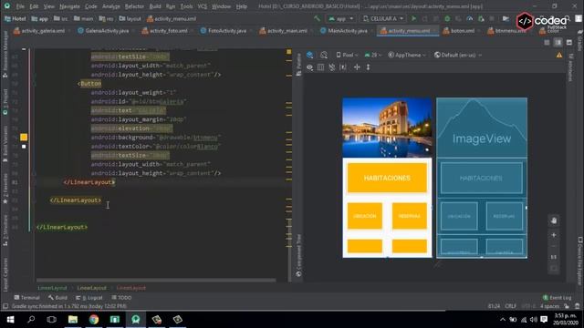 Curso Android desde cero #32 Menu Principal App Hotel en Android Studio смотреть онлайн
