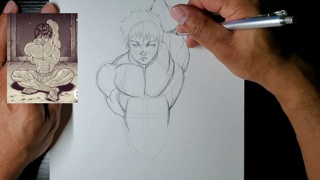 Tutorial: HOW TO DRAW for Beginners Breaking down anime poses from reference : Drawing Baki Hanma смотреть онлайн