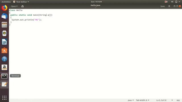 Write a java program to display message in ubuntu operating system смотреть онлайн
