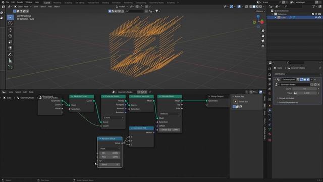 How to make a glitch effect using Geometry Nodes in Blender смотреть онлайн