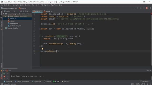 Создание Telegram бота на Node.js / #9 - Обработка команд смотреть онлайн