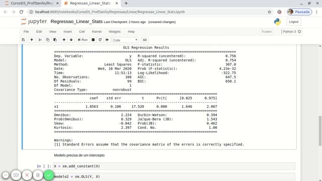 Regressão linear simples com a biblioteca Stats Models do Python смотреть онлайн