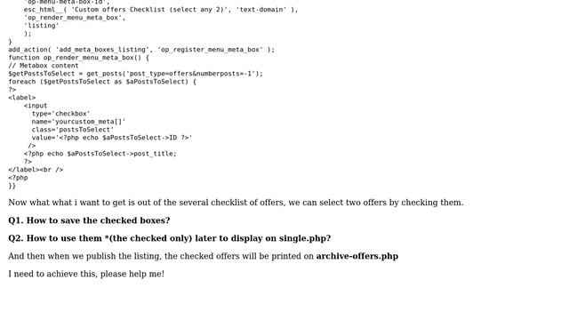 Wordpress: How to save the checked boxes? смотреть онлайн