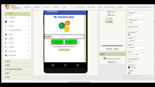 TRANSLATOR APP||USING MIT APP INVENTOR|| (english To French Translator) @Create-apps-with-me