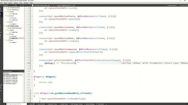C++ Qt 99 - QPlainTextEdit(1) смотреть онлайн