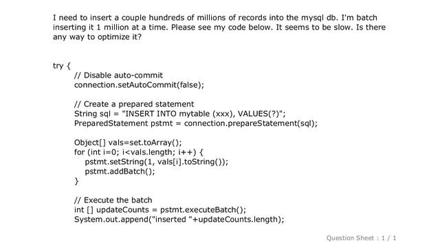 MySQL : JDBC batch insert performance смотреть онлайн