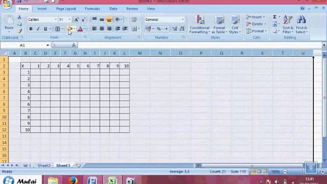 Cara membuat tabel perkalian 1 - 10 menggunakan Ms Excel смотреть онлайн
