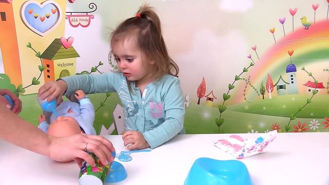 Кукла Беби борн аналог. Baby born doll. Кукла 9 аксессуаров, 8 функций. смотреть онлайн