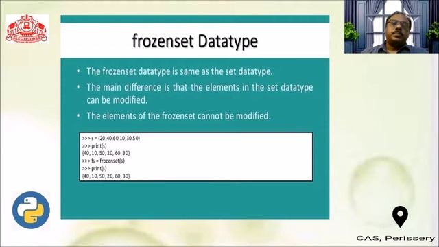 Python Programming- Datatypes set, dict |Mr Jaison D Joseph, Asst. Professor |CASP смотреть онлайн