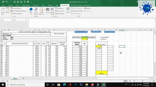 MULTI PAGE INVOICE IN EXCEL |#invoice ONE PAGE MULTI (1,2,3,..) | EXCEL INVOICE |CREATE A INVOICE смотреть онлайн