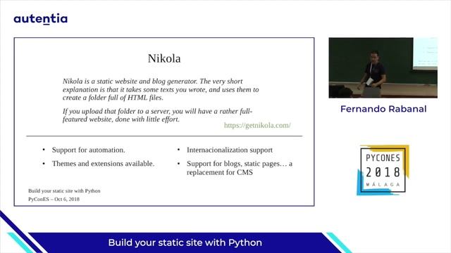 Build your static site with Python - Fernando Rabanal PYCONES 2018 смотреть онлайн