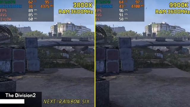라이젠 3800X vs 인텔 i9-9900K 게임 벤치마크 (Compare Gaming) смотреть онлайн
