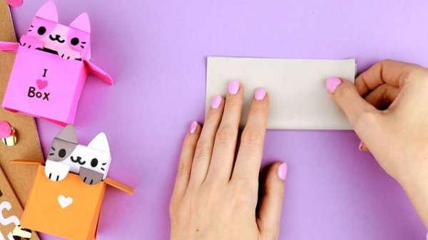 Оригами Котик в Коробочке из бумаги | DIY Игрушка Антистресс | Origami Jumping Paper Cat in Box