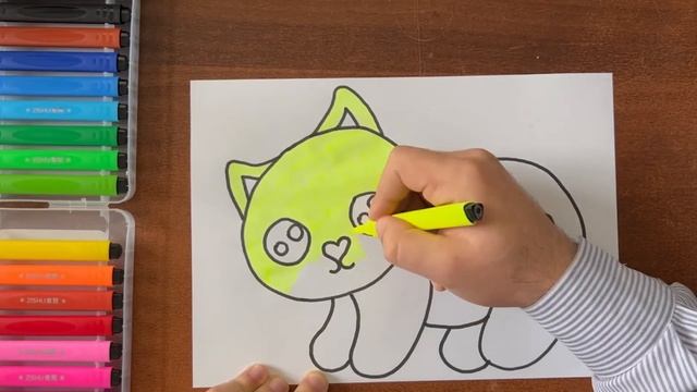 Как нарисовать красивую КОШКУ. Мультик раскраска животные для детей. Раскраски Малышам. смотреть онлайн