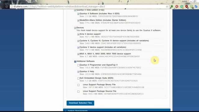 01. Выбираем версию и скачиваем Quartus II