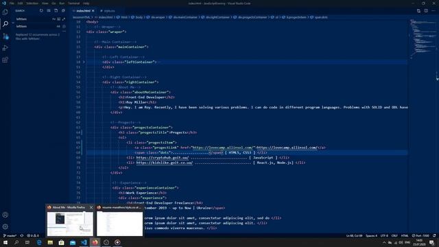 JavaScript - Lecture18.4 (Продолжаем скучно оформлять страницу резюме)