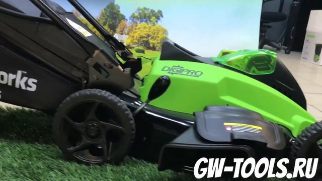 Газонокосилка аккумуляторная 45 см Greenworks 40V GD40LM45, бесщёточная смотреть онлайн