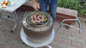 Мангал барбекю из барабана стиральной машины ? жарить мясо и овощи ???