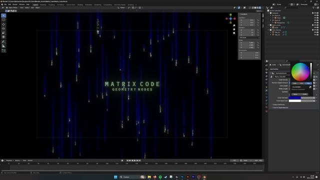 Blender Geometry Nodes, Matrix Code Tutorial смотреть онлайн