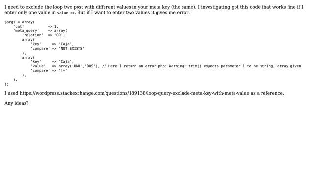 Wordpress: Exclude post on loop by multiple meta key value смотреть онлайн