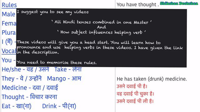 Learn Hindi Tense Part 5 - आसन्न भूतकाल ( Present perfect tense) смотреть онлайн