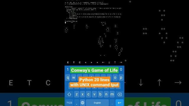 It is not 20 lines but 14 lines... #ConwaysGameofLife #Python #programming #unixcommands смотреть онлайн