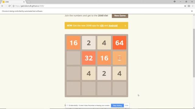 2048 Game auto play using Selenium and alpha-beta algorithm смотреть онлайн