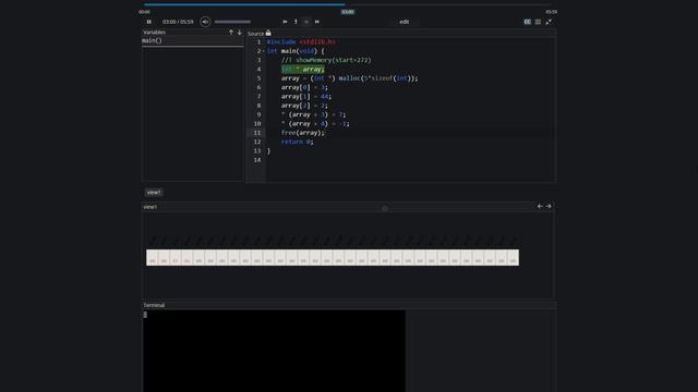 Allocate memory for arrays using malloc смотреть онлайн