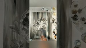 Рисуем цветок с золотом на холсте акрилом. Лофт стиль картины.