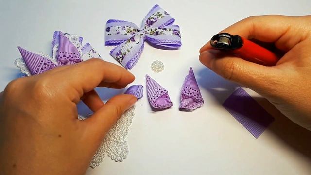 Бантики с бабочками канзаши DIY/Bow with butterflies/Мастер-класс Анна Горячева смотреть онлайн