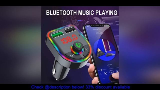 Review Ambient light Bluetooth 5.0 FM transmitter Car MP3 player Wireless receiver USB fast chargin смотреть онлайн