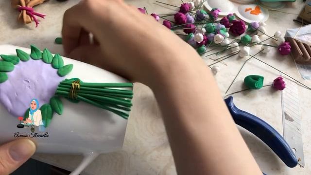 Мастер класс по украшению Кружки/ полимерная глина/ букет цветов на кружке/подарок своими рукамм смотреть онлайн