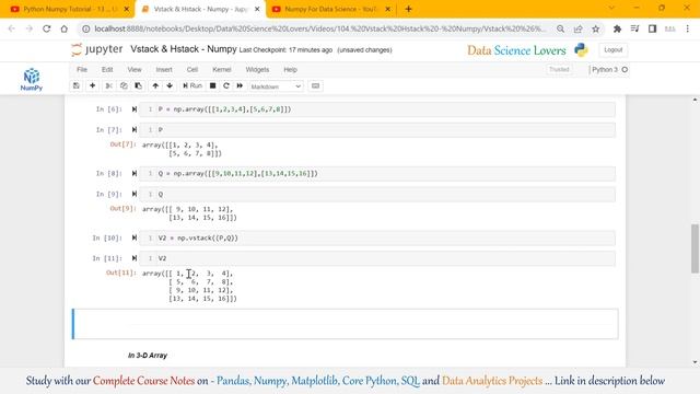 Python Numpy Tutorial - 14 ... Vstack and Hstack смотреть онлайн