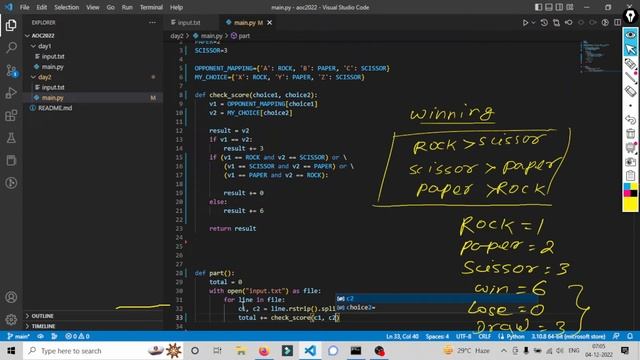 Day 2 - Advent of Code 2022 #adventofcode #coding #codingchallenge #python смотреть онлайн
