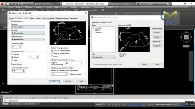 Partie 05 _ Apprendre Autocad 2018 Exercice (Changer style de cote ) # Cotation смотреть онлайн
