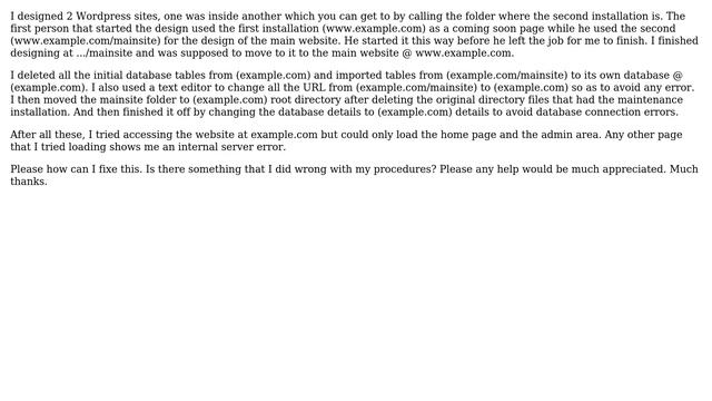 Wordpress: Internal server error смотреть онлайн