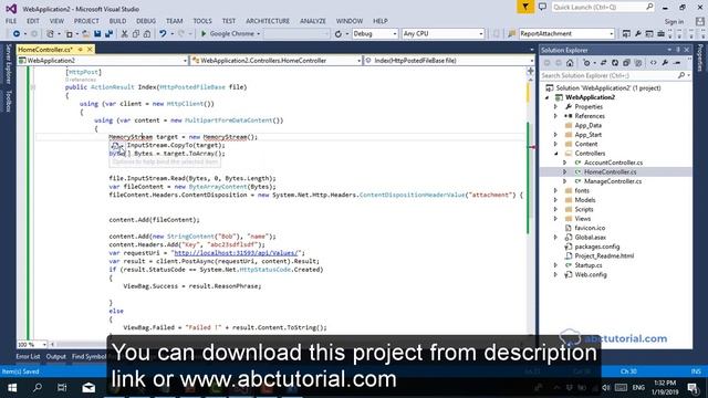 Upload file using web api in ASP.NET MVC | File save to remote URL | Post data using API смотреть онлайн