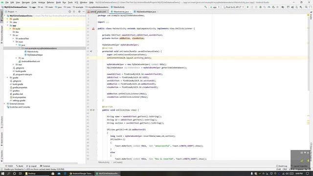 Android SQLite Database Tutorial || Insert data , View Data || Android Studio смотреть онлайн
