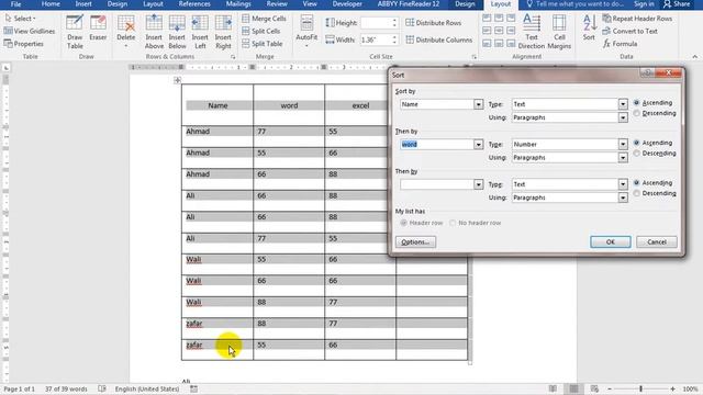 Microsoft Word 2016 Lecture-7, Layout Menu for Table смотреть онлайн