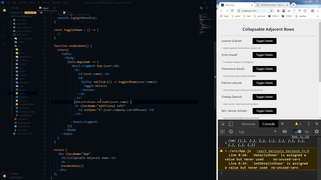 Toggle Adjacent Rows (or TR) Within Loop in ReactJS | Collapsable Rows | React JS Tutorial смотреть онлайн