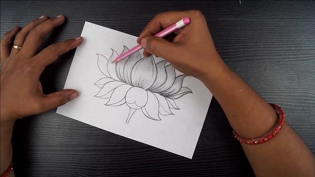 How To Draw Lotus Flower || Lotus Flower Drawing Easy || Drawing For Kids || Pencil Art смотреть онлайн