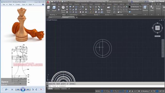 AutoCAD 3D Modeling Chess Queen Tutorial Exercise 24 смотреть онлайн