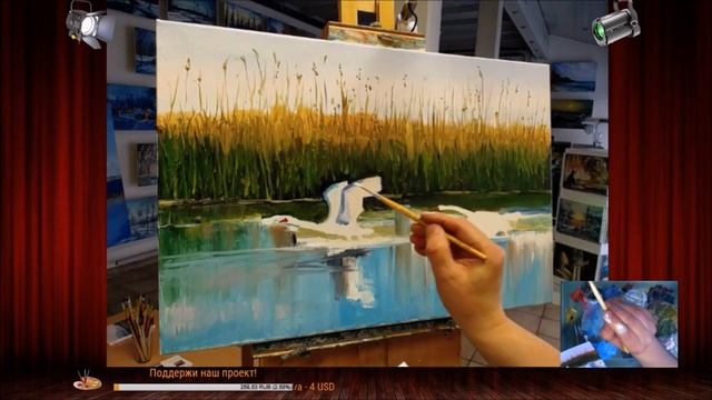 ? Aleksandr Grigorev / Schwäne Gänse / Fluss / Oil Painting смотреть онлайн