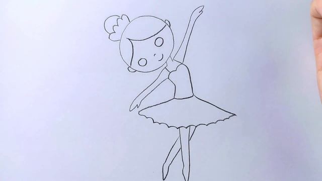 Cute dancing girl drawing/ How to draw cute ballerina step by step art with pencil смотреть онлайн
