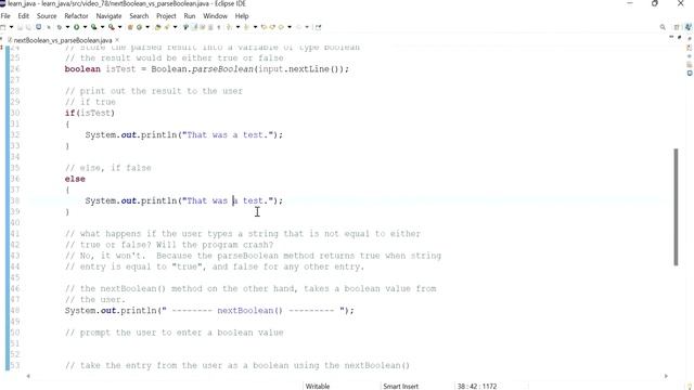 Java 78: parseBoolean() vs the nextBoolean() method смотреть онлайн