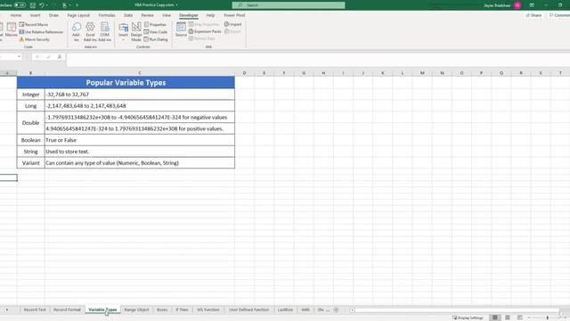 Excel VBA Variables смотреть онлайн