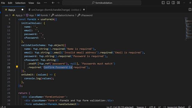 React Js form vaidation using Formik and Yup смотреть онлайн