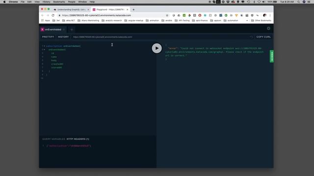 Learning GraphQL on Katacoda: Step 5 - Firing a Subscription Event using the Mutation, Ping смотреть онлайн