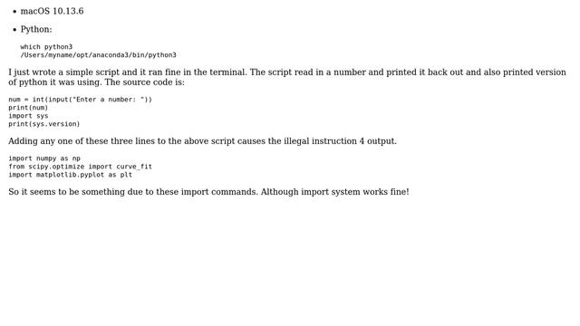 Apple: Python quit working and now I get "Illegal instruction: 4" message смотреть онлайн